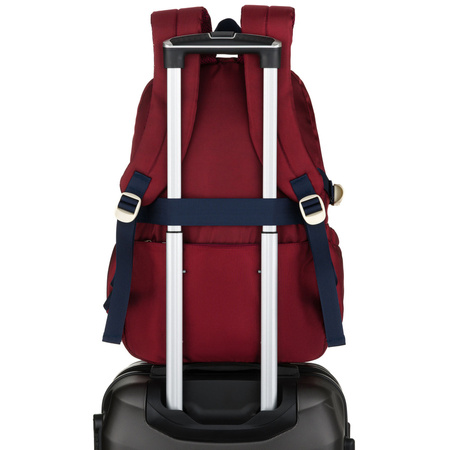 Bordeauxfarbener Schulrucksack aus Polyester mit seitlichen Kompressionsriemen – Peterson