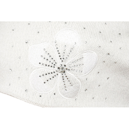 Weiße Damen Mütze mit Blumenstickerei – Peterson