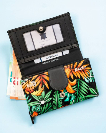 Geräumige Damen Geldbörse aus Leder mit Druckknopf – Rovicky