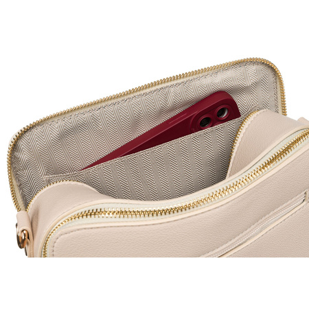 Damen Umhängetasche aus Öko-Leder in Beige mit Magnet- und Reißverschluss – Peterson