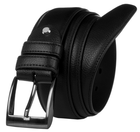Herren Ledergürtel mit klassischer silberner Schnalle – Rovicky