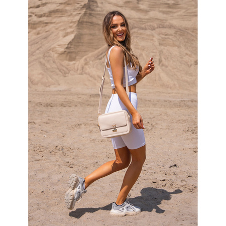 Damen Umhängetasche aus Öko-Leder in Beige mit Magnet- und Reißverschluss – Peterson