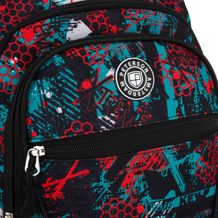 Zweifach unterteiltes Schulrucksack aus Polyester in einem originellen Muster - Peterson