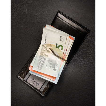 Herren Geldklammer schwarz aus Leder – Rovicky