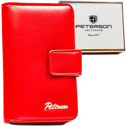 Rote, hochformatige Damen-Geldbörse aus Öko-Leder, passend für den Fahrzeugschein - Peterson