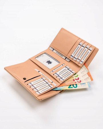 Damen-Geldbörse aus Öko-Leder mit Druckknopf- und Bügelverschluss – 4U Cavaldi