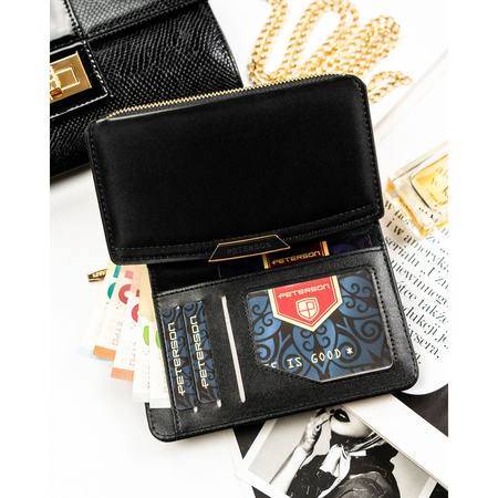 Damen-Geldbörse aus Öko-Leder in Schwarz mit RFID-System – Peterson