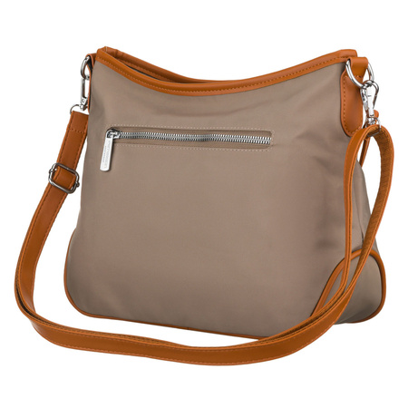 Städtische Damen-Handtasche aus Polyester und Öko-Leder in Beige, einteilig und mit Reißverschluss – Peterson