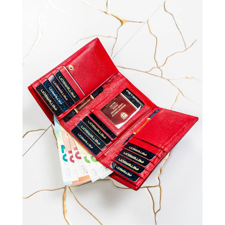 Elegante Damen Geldbörse aus rotem Leder mit Schmetterlingsmotiv – Peterson