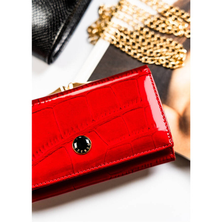 Elegante rote Damen Geldbörse mit Druckknopf und Bügelverschluss – Peterson