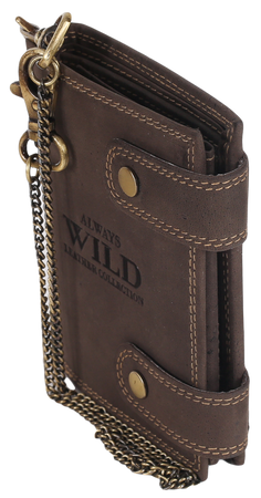 Attraktive Herren Geldbörse aus Leder mit Messingkette – Always Wild