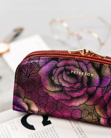 Große Herren Geldbörse aus Echtleder mit Blumenmuster – Peterson
