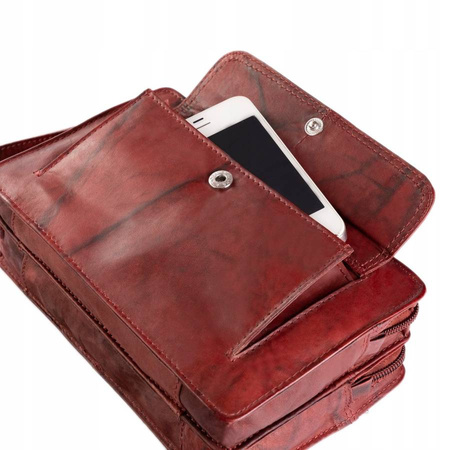 Zweifach unterteilte Herren Handgelenktasche aus Echtleder