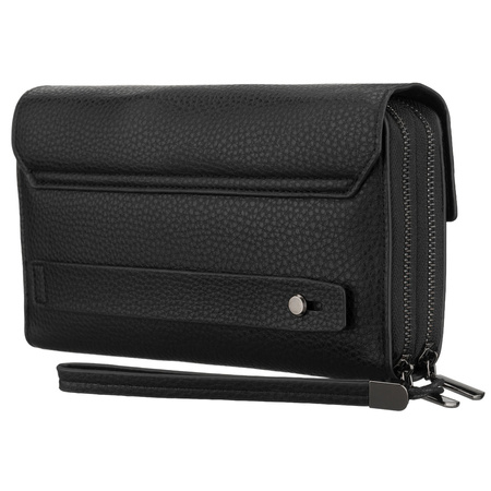 Schwarze Herren-Handgelenktasche aus Öko-Leder, ideal für Dokumente - Rovicky