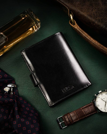 Herren-Geldbörse aus Leder mit Druckknopfverschluss – Peterson