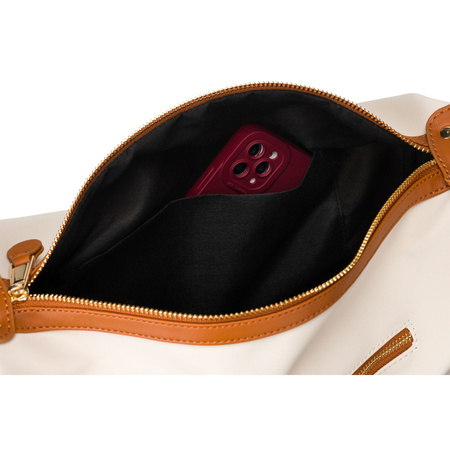 Kleine Damen Tasche aus Nylon in Braun-Beige – Peterson