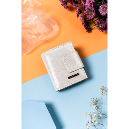 Kleine Damen Geldbörse aus Leder mit Bügel- und Druckknopf – Lorenti