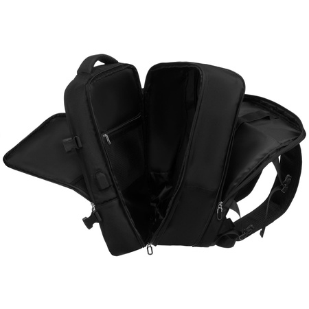 Schwarzer Reise-Rucksack, ideal als Handgepäck für das Flugzeug - Peterson