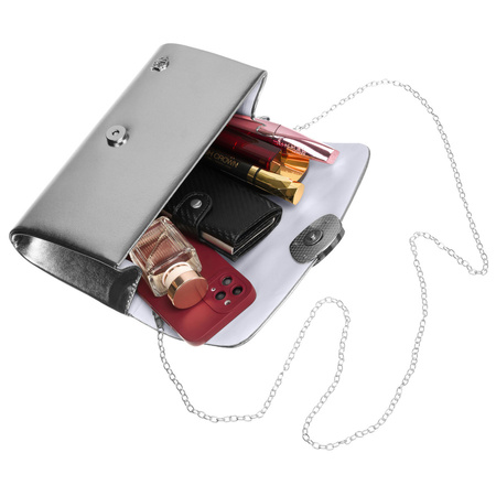 Silberne Damen Clutch aus Öko-Leder – Rovicky