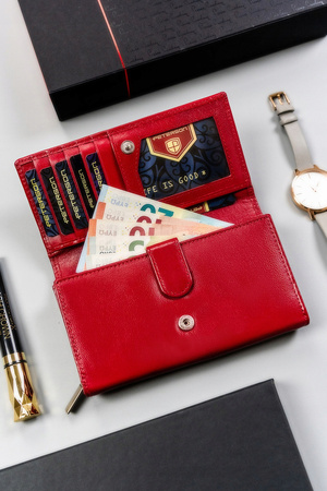 Große und geräumige Damen Geldbörse aus Leder mit Druckknopf – Peterson