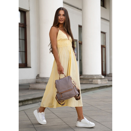 Städtischer Damen-Rucksack aus Nylon und Öko-Leder in Beige – Peterson