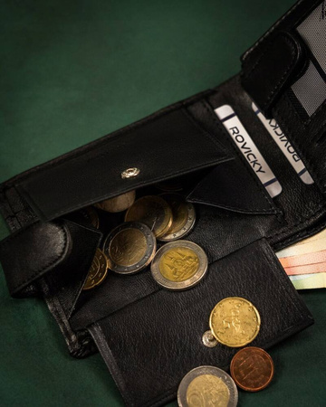 Große Herren Geldbörse aus Leder mit Druckknopf – Rovicky