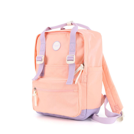 Geräumiger City-Rucksack für Damen in Rosa-Violett mit Außentasche – Himawari