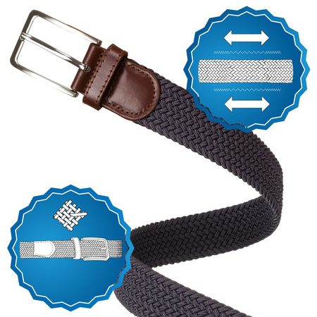 Grauer Unisex Textilgürtel mit klassischer Schnalle – Rovicky