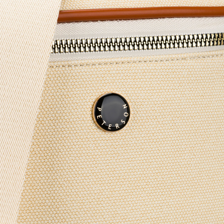 Damen-Gürteltasche in Ecru mit braunen Elementen, mit Reißverschluss verschließbar – Peterson