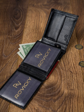 Herren Geldbörse quer, zweifarbig aus hochwertigem Leder – Rovicky