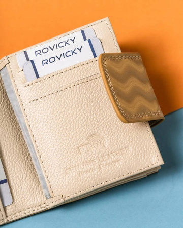 Damen Geldbörse aus Leder mit Druckknopf und Bügelverschluss und Wellenmuster – Lorenti