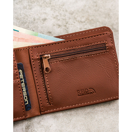 Braune Herren Geldbörse ohne Verschluss mit dezentem Lochmuster – Peterson