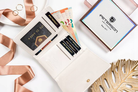 Damen Geldbörse aus Öko-Leder mit Druckknopf und Reißverschluss – Peterson