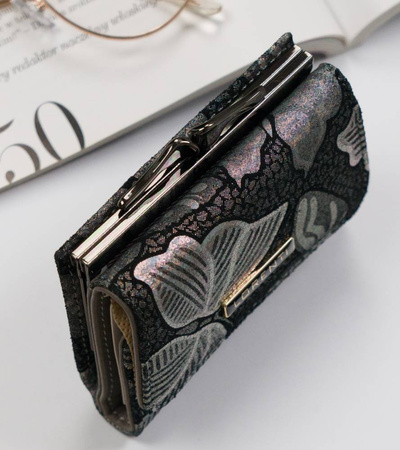 Damen Münzbörse aus Leder mit Schmetterlingsmuster – Lorenti