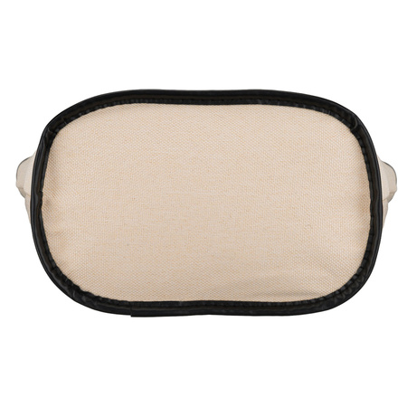 Beige-schwarze Kosmetiktasche aus synthetischem Gewebe, ausgestattet mit Griffen, mit Reißverschluss zu schließen - Peterson