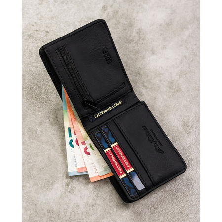 Kompakte schwarze Herren Geldbörse aus Öko-Leder – Peterson