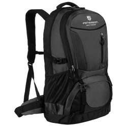 Schwarz-grauer Wanderrucksack aus Polyester mit Reißverschluss – Peterson