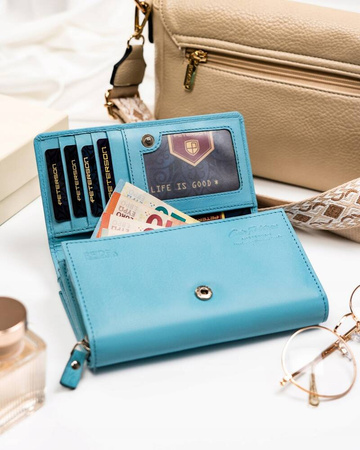 Große Damen Geldbörse aus Leder mit Druckknopf und Reißverschluss – Peterson