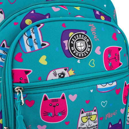 Jugendlicher Schulrucksack aus Polyester mit einem bezaubernden Katzenmuster – Peterson