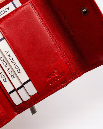 Damen Geldbörse aus Leder mit Druckknopf – Rovicky