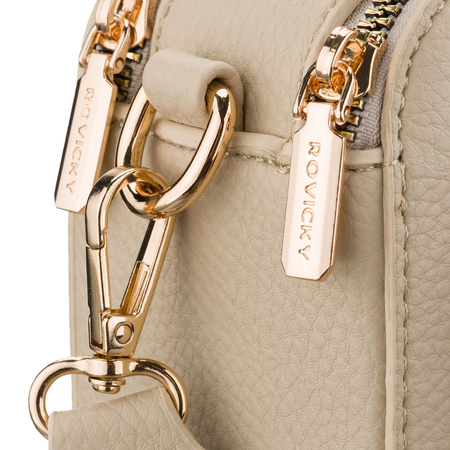 Städtische Damen-Handtasche mit Schultergurt in Beige aus Öko-Leder - Rovicky