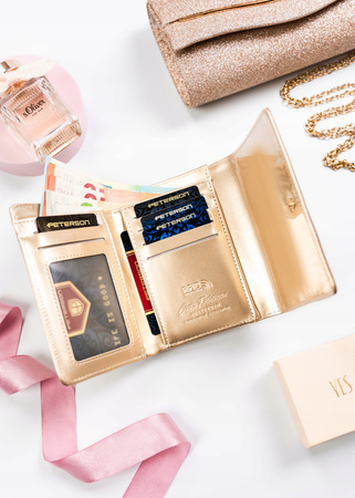 Damen Geldbörse aus Öko-Leder mit Druckknopf und Reißverschluss – Peterson