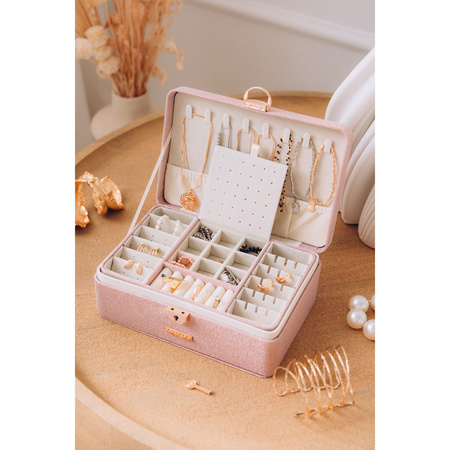 Elegante rosafarbene Schatulle mit Schnappverschluss und Schlüssel – Peterson