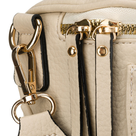 Beige Damen-Umhängetasche aus Öko-Leder mit Reißverschluss - Rovicky