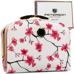 Moderne kleine Damen Geldbörse aus Öko-Leder mit Blumenmuster – Peterson