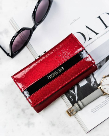 Große Damen Geldbörse aus Leder mit Druckknopf und Bügel – 4U Cavaldi