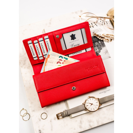 Geräumige, modische Damen Geldbörse in Rot aus Öko-Leder – 4U Cavaldi