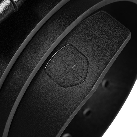 Herren-Gürtel aus Öko-Leder in Schwarz mit traditioneller silberner Schnalle - Peterson