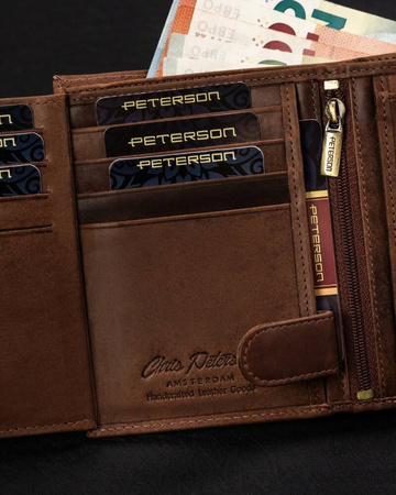 Große, vertikale Herren Geldbörse aus echtem Leder – Peterson