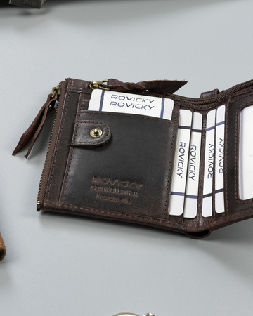 Große Retro Herren Geldbörse mit zwei Münzfächern – Rovicky
